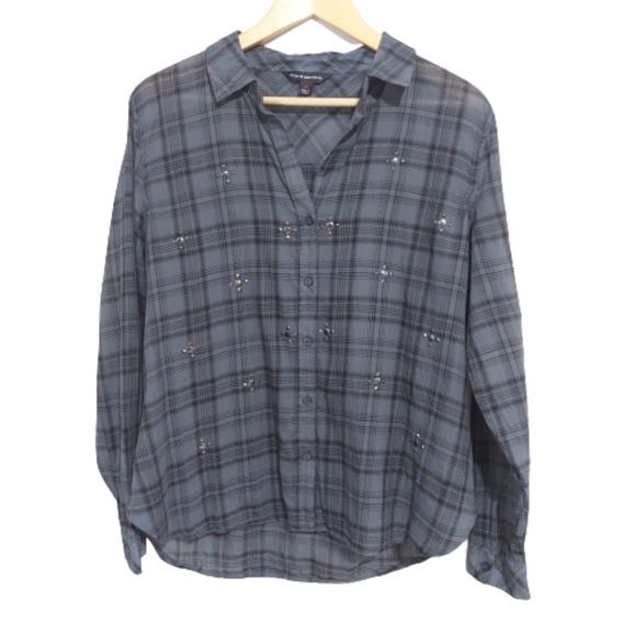 Rock & Republic Gray Plaid Button Down Shirt Sz M - Picture 3 of 14